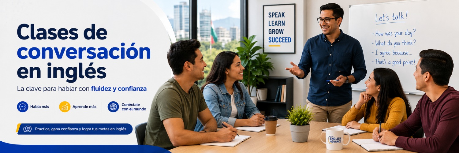 Personas practicando conversación en inglés en un club de conversación